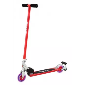 Trotinete clássica Razor S Spark Sport — quadro de aço, dobrável, 2 rodas, travão de pé, para crianças a partir dos 8 anos, carga máxima 100 kg, preto/vermelho