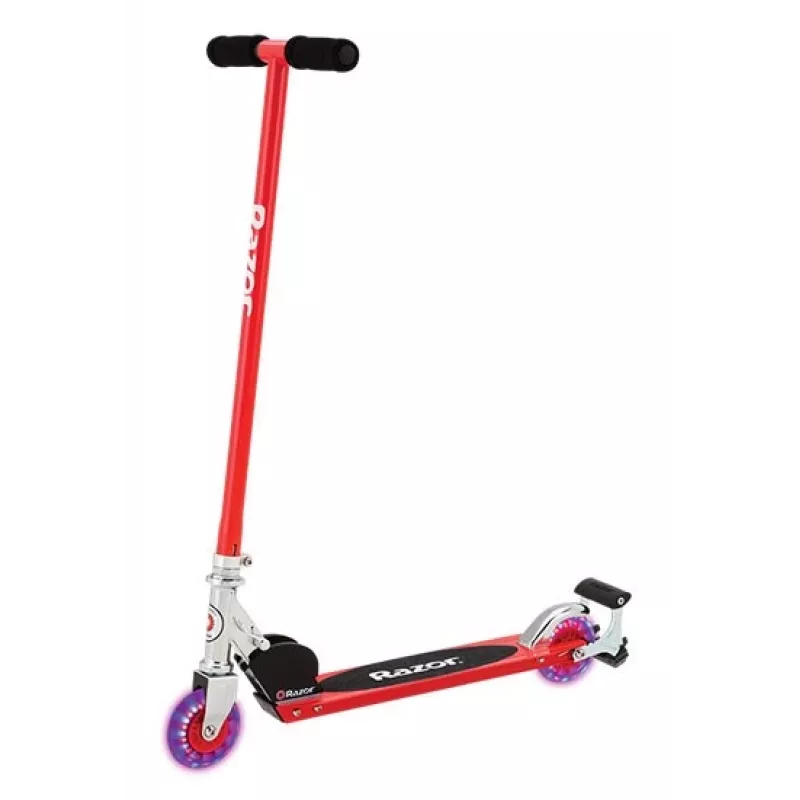 Trotinete clássica Razor S Spark Sport — quadro de aço, dobrável, 2 rodas, travão de pé, para crianças a partir dos 8 anos, carga máxima 100 kg, preto/vermelho