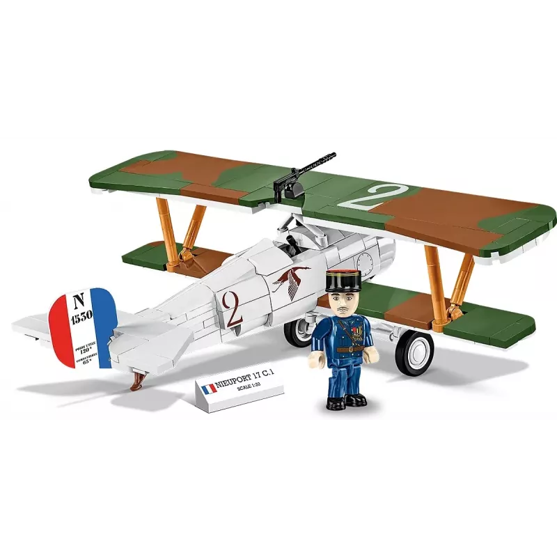 Conjunto de construção Cobi Blocks Nieuport 17 C.1 277 peças — kit de avião modelo, conjunto de blocos de encaixe colecionável