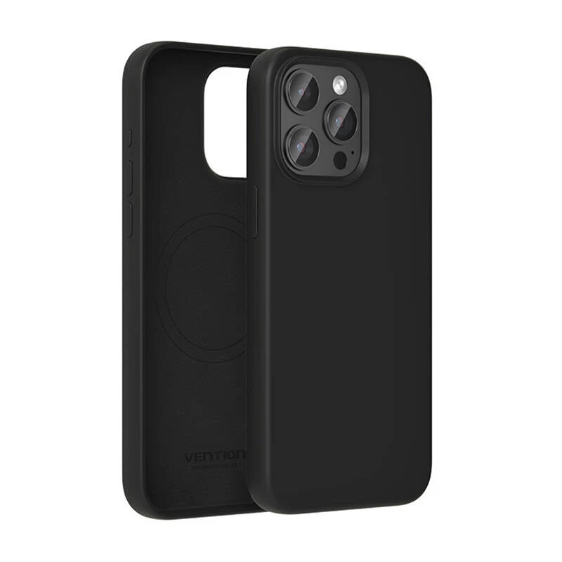 Capa protetora de silicone Vention KUFB0-40 para iPhone 15 Pro Max — capa preta com toque suave