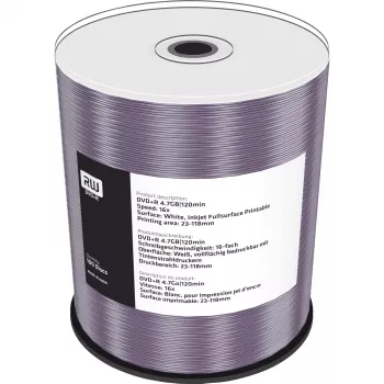 MediaRange Inkjet Fullsurface-Printable - 100 x DVD+R 16x - suporte de armazenamento (MR414)