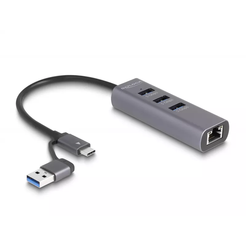 Estação de acoplamento e replicador de portas para portátil DeLOCK 64282 com fios USB 3.2 Gen 1 (3.1 Gen 1) Type-C cinzento (64282)