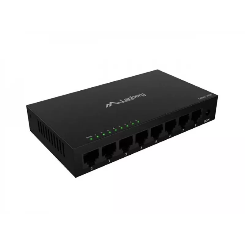 Switch de rede LANBERG DSM1-1008 8x 1 Gb/s não gerido Gigabit Ethernet desktop 12V caixa metálica