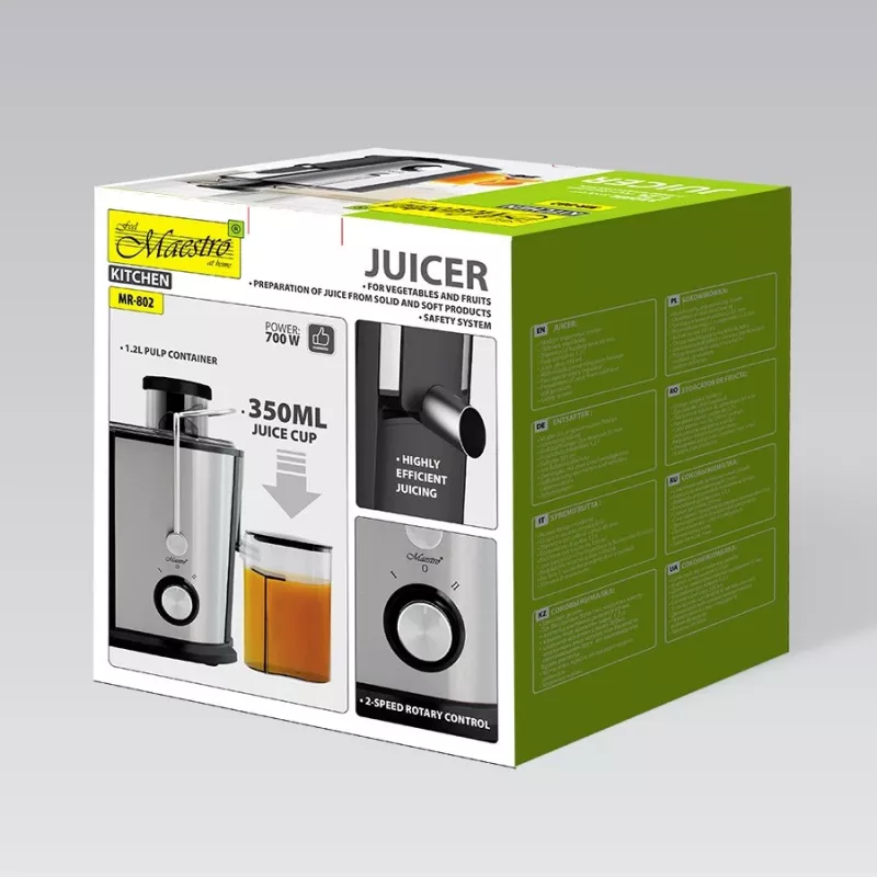 Maestro MR-802 centrifugadora de sumos, 700 W, preto/prateado