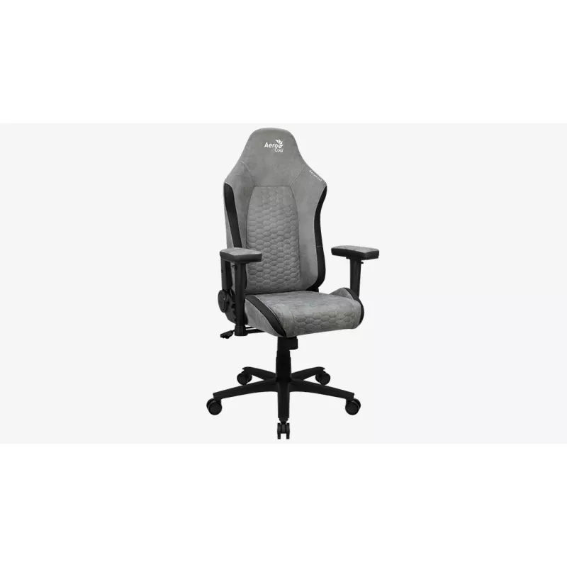 Cadeira gaming universal Aerocool Crown AeroSuede com assento acolchoado, cinzento pedra