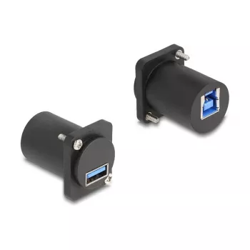 Módulo D-Type DeLOCK USB 5 Gbps conector fêmea Type-A para conector fêmea Type-B preto