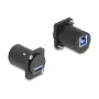 Módulo D-Type DeLOCK USB 5 Gbps conector fêmea Type-A para conector fêmea Type-B preto