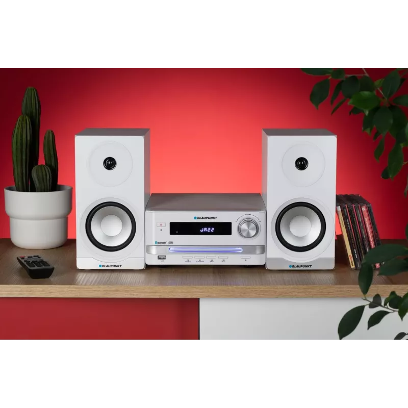 Micro-sistema de áudio doméstico BLAUPUNKT MS16BT 15 W, CD/USB/MP3, Bluetooth, FM RDS, branco