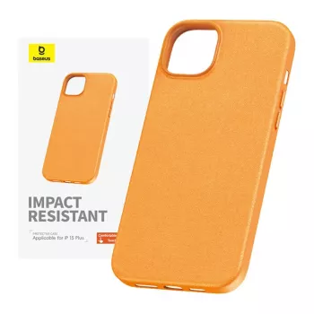 Capa para telemóvel para iPhone 15 Plus Baseus Fauxther Series (Laranja)
