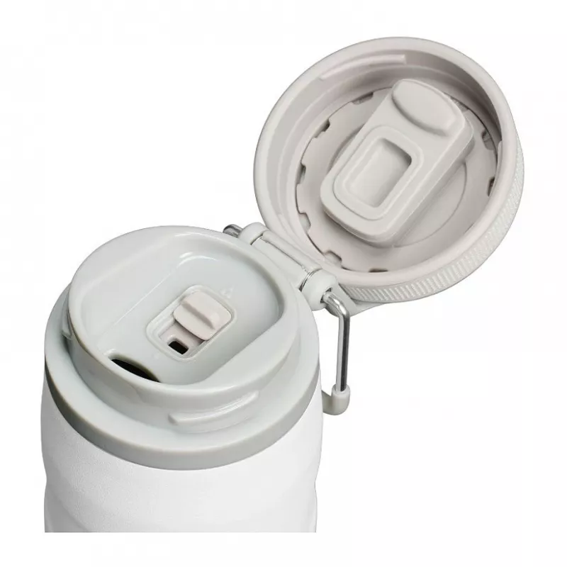 Caneca térmica STANLEY Iceflow uso diário 470 ml, aço inoxidável, fecho flip, branco