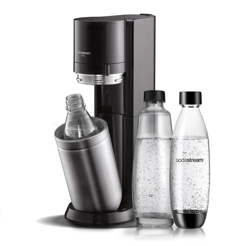 Máquina de soda SodaStream DUO preto aço inoxidável