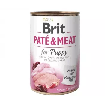 Brit Paté & Meat Puppy alimento húmido para cães com frango, 400 g
