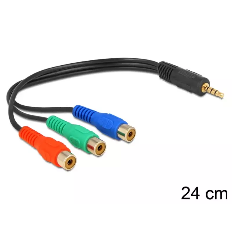 Cabo de áudio DeLOCK 62499 0,24 m 3,5 mm para 3× RCA preto