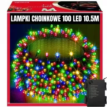 Extralink EX.95535 fio de luzes de Natal a pilhas, 100 LED, multicolor, 10,5 m