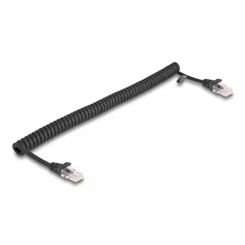 Cabo de rede DeLOCK espiral RJ45 macho para macho Cat.5e 1 m preto