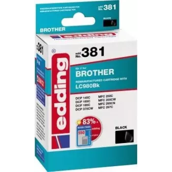 EDDING Cartucho de tinta EDD-381 14 ml para Brother LC980 preto REMAN