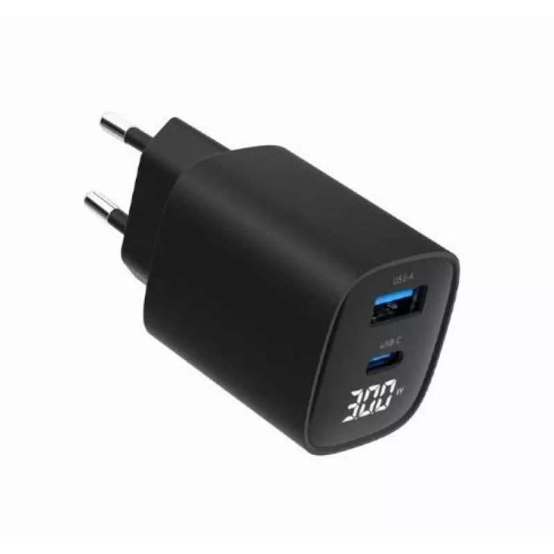 Carregador móvel Gembird TA-UC-PDQC30LCD-BK-01 carregamento rápido preto