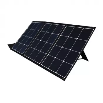 Carregador solar dobrável 120W, 2xUSB, QC3.0, com adaptadores