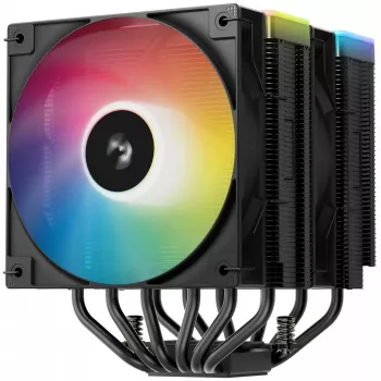 Dissipador de ar DeepCool AG620 BK ARGB V2 — ventoinha dupla 120 mm, 6 heatpipes, suporte LGA 1700/AM4/AM5, preto