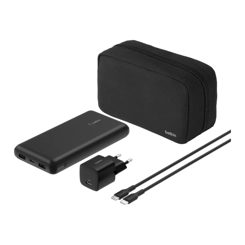Belkin BoostCharge - powerbank + fonte de alimentação AC - 20000 mAh - PD - 3 portas de saída (24 Pin USB-C, 2 x USB)