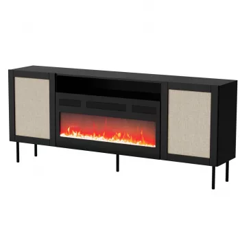 Cómoda JUTA EF + lareira elétrica 202x39.5x85 preto + linóleo calabria