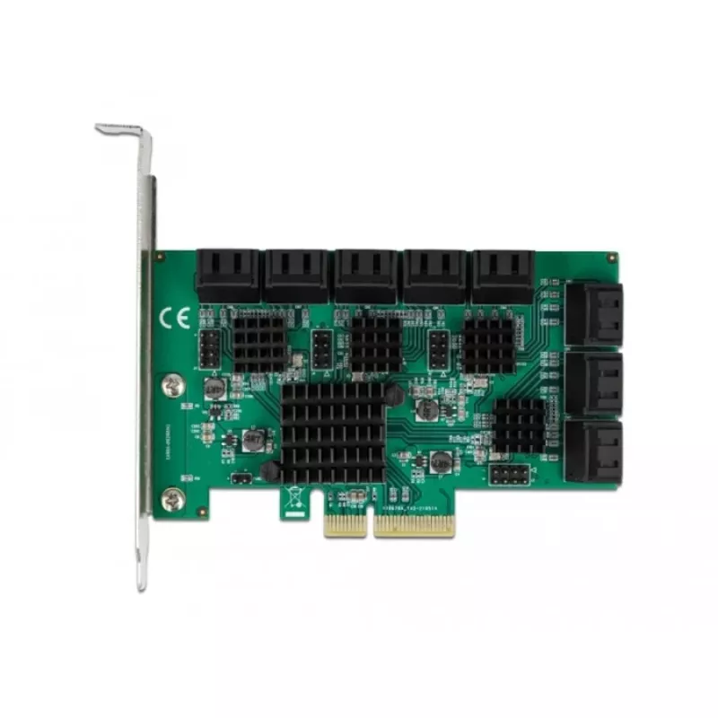Placa DeLOCK 16 portas SATA PCI Express x4 6 Gbit/s verde cinzento