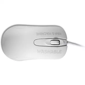 Rato ótico ambidestro com fio ManMachine Man & Machine C — USB Type-A, laser 1000 DPI, 3 botões, roda de deslocamento (branco higiénico)