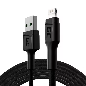 Cabo Lightning para USB-A Green Cell KABGC12, 2 m, Lightning – USB A, preto