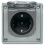 BUSCH JAEGER BJ 20 EFDB2 tomada com proteção reforçada contra contacto e tampa basculante aparelho de encastrar cinzento