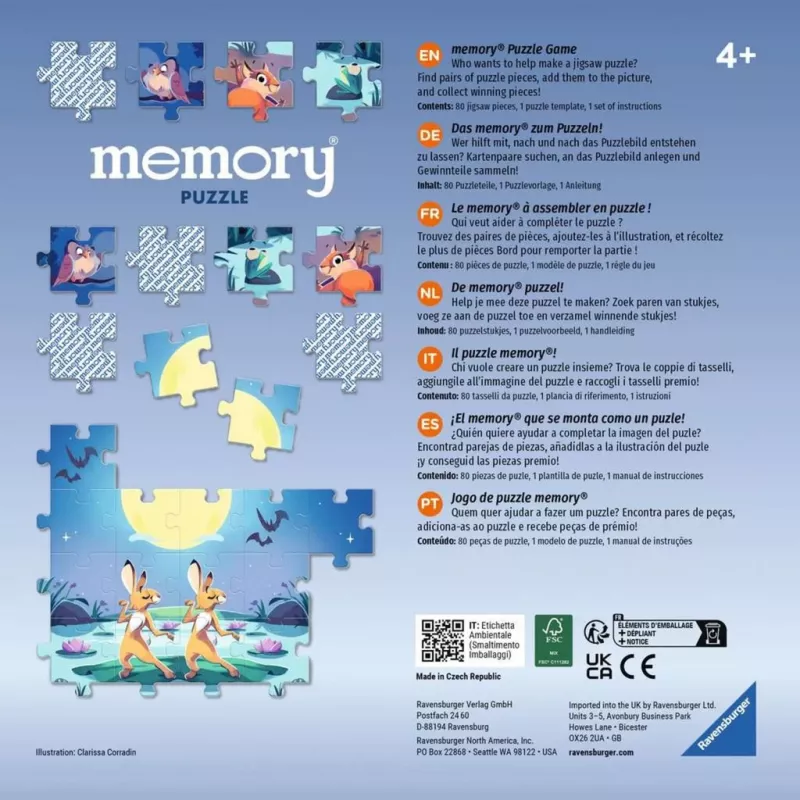 Puzzle memory animais no lago, jogo de tabuleiro