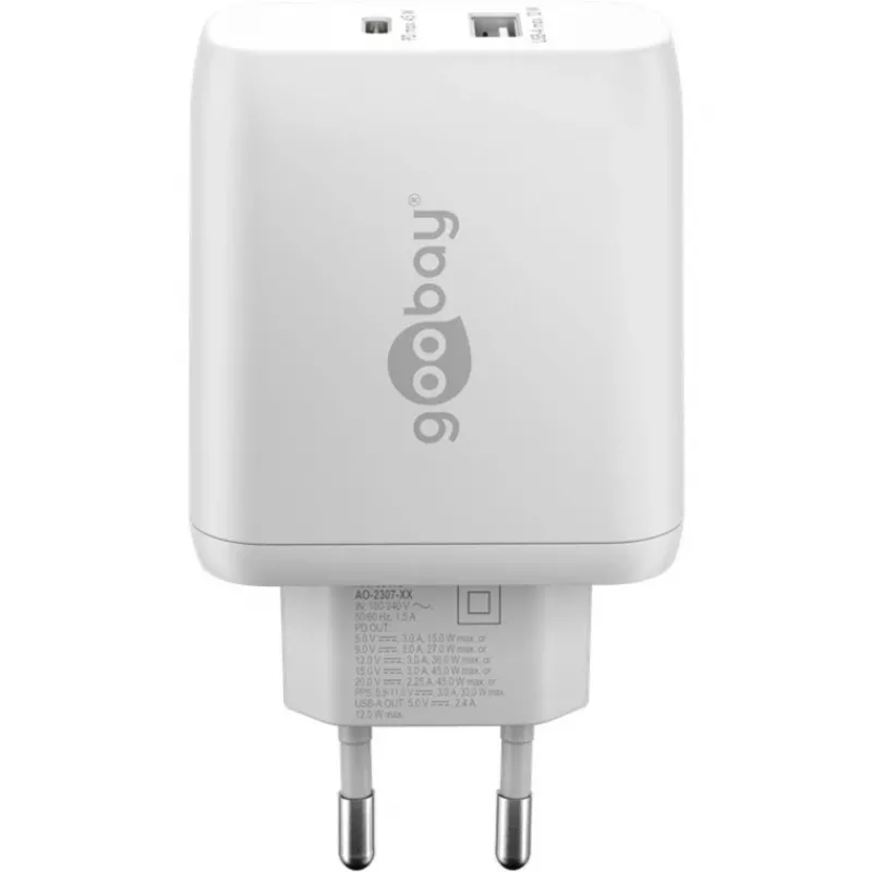 Goobay 65412 Carregador para dispositivos móveis Auscultadores, portátil, smartphone, tablet Branco AC Interior
