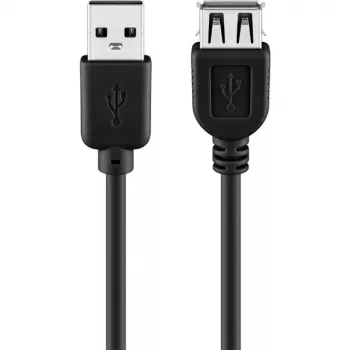 Wentronic Goobay Cabo de extensão USB 2.0 Hi-Speed, Preto, 5 m - Ficha USB 2.0 (Type-A) > Conector fêmea USB 2.0 (Type-A) (68905)