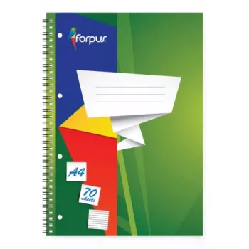 Caderno escolar em espiral Forpus, A4/70, pautado, capa mole 0722-022
