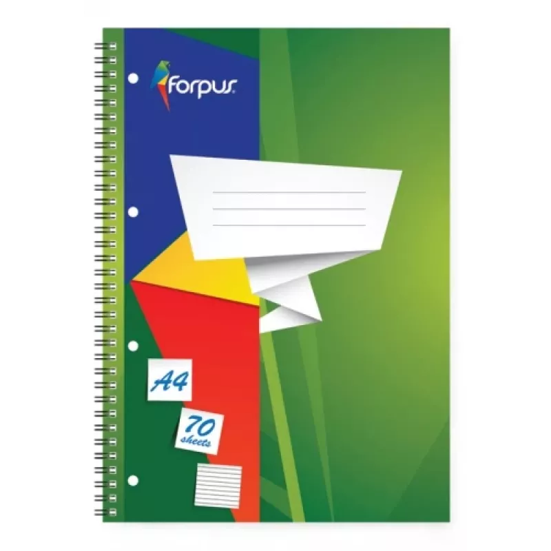 Caderno escolar em espiral Forpus, A4/70, pautado, capa mole 0722-022