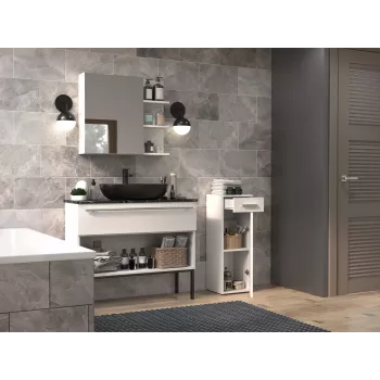 Coluna de lavatório com gaveta Top E Shop Nel 30×30×85 cm branco mate