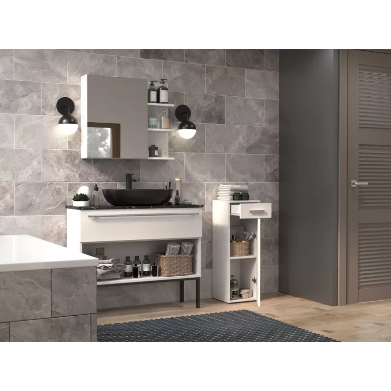 Coluna de lavatório com gaveta Top E Shop Nel 30×30×85 cm branco mate