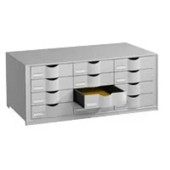 Caixa de gavetas Paperflow EO9H4442.02 cinzento-claro A4 12 gavetas