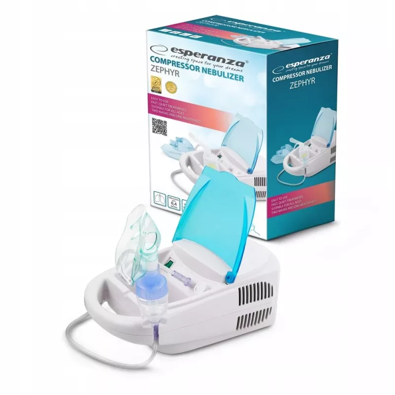 Nebulizador de mesa ESPERANZA ECN002 — nebulização de 0,4 ml/min, capacidade de 10 ml, máscara para adulto e criança, bocal, 220 V