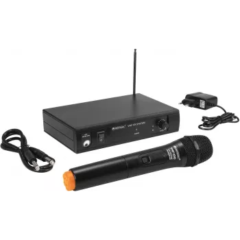Sistema de microfone sem fios Omnitronic VHF-101 212,35 MHz recetor VHF e transmissor de mão