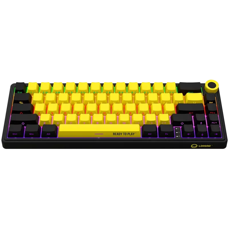 Teclado de gaming mecânico LORGAR KBP70MW 65% preto amarelo layout EN