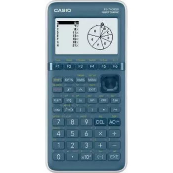 Calculadora gráfica CASIO FX-7400GIII com ecrã ciano, visor de 21 dígitos