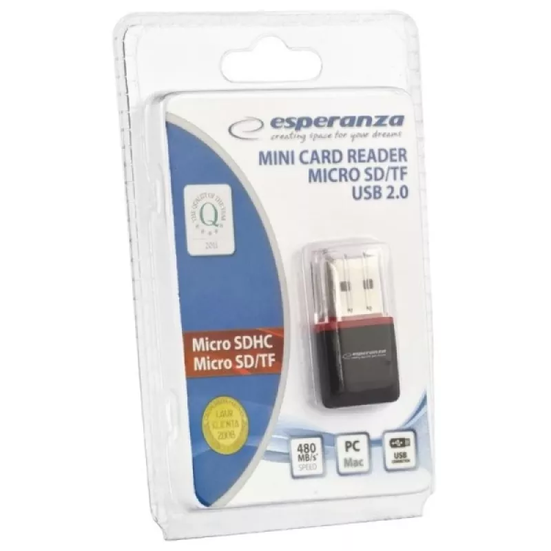 Leitor de cartões Esperanza EA134K preto, prateado, transparente USB 2.0