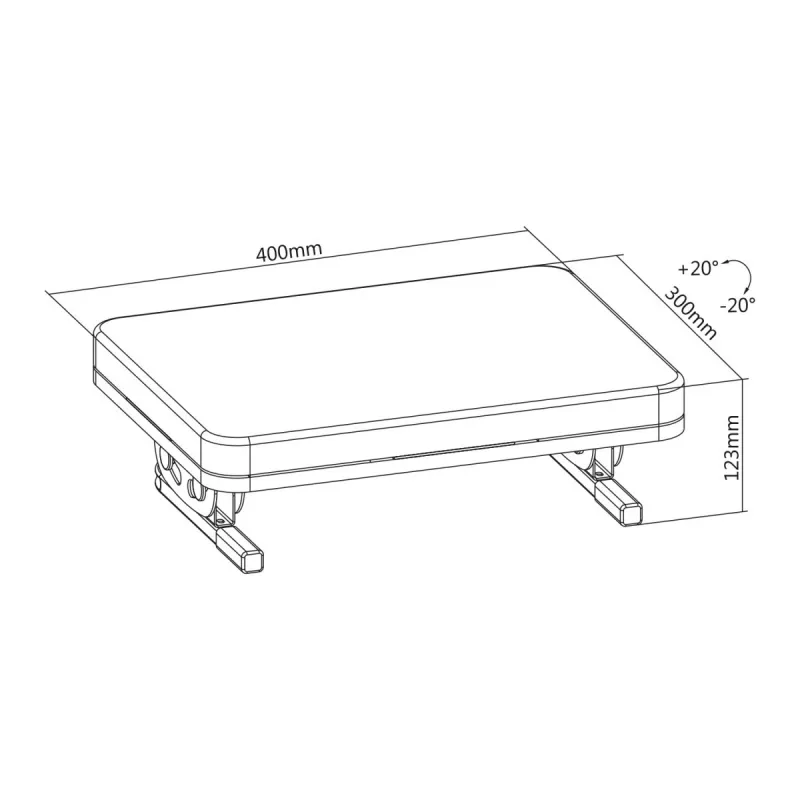 Apoio para os pés MACLEAN MC-460 apoio para os pés ergonómico acolchoado em metal, base antiderrapante, inclinação -20–20°, carga máx. 20 kg, preto