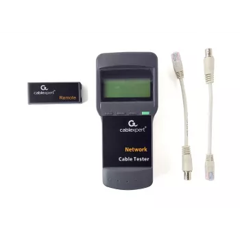 Testador de cabos de rede GEMBIRD NCT-31 — testador de continuidade com LCD, suporte para RJ-11/RJ-12/RJ-45, preto