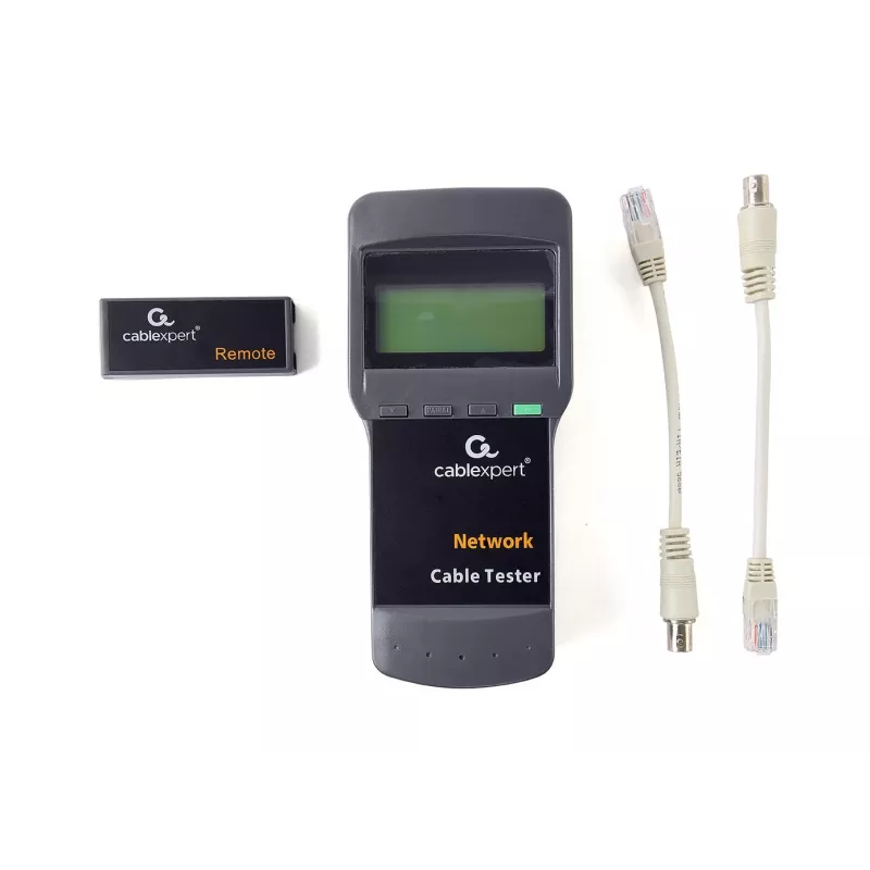 Testador de cabos de rede GEMBIRD NCT-31 — testador de continuidade com LCD, suporte para RJ-11/RJ-12/RJ-45, preto