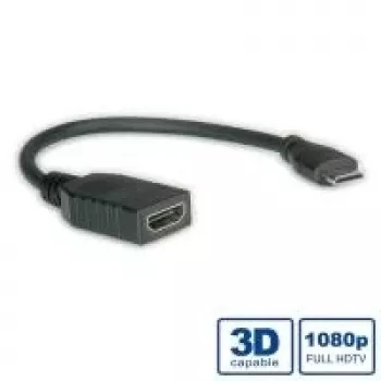 VALUE High Speed - Cabo de vídeo/áudio/rede - HDMI - HDMI, 19 pinos (F) - Mini-HDMI, 19 pinos (M) - 15 cm - blindado - preto (11.99.5586)