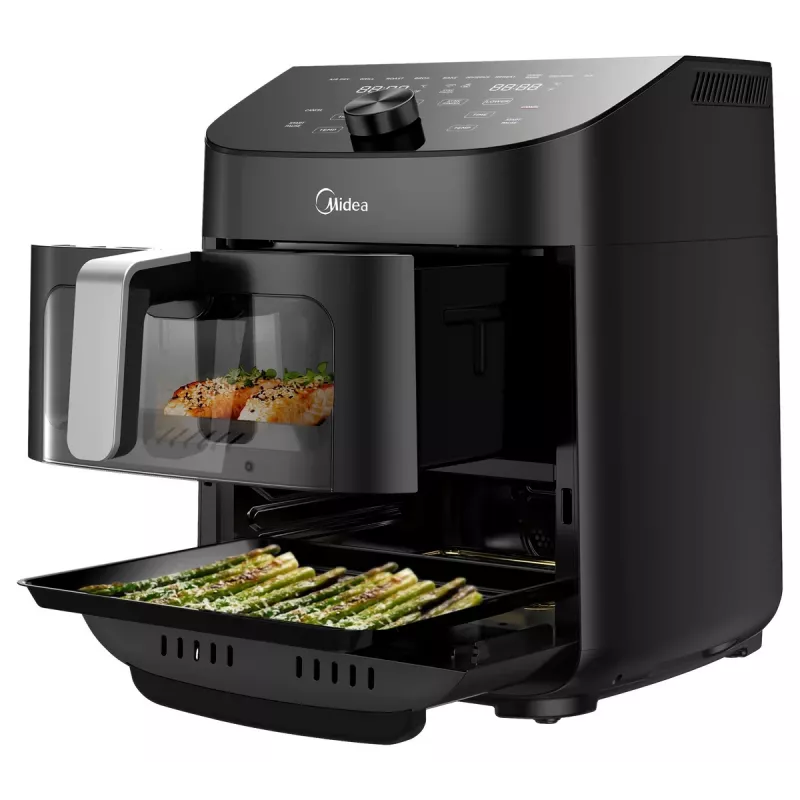 Fritadeira de ar quente Midea MAD1100DADK, 1850 W, capacidade dupla 4,4/6,4 L