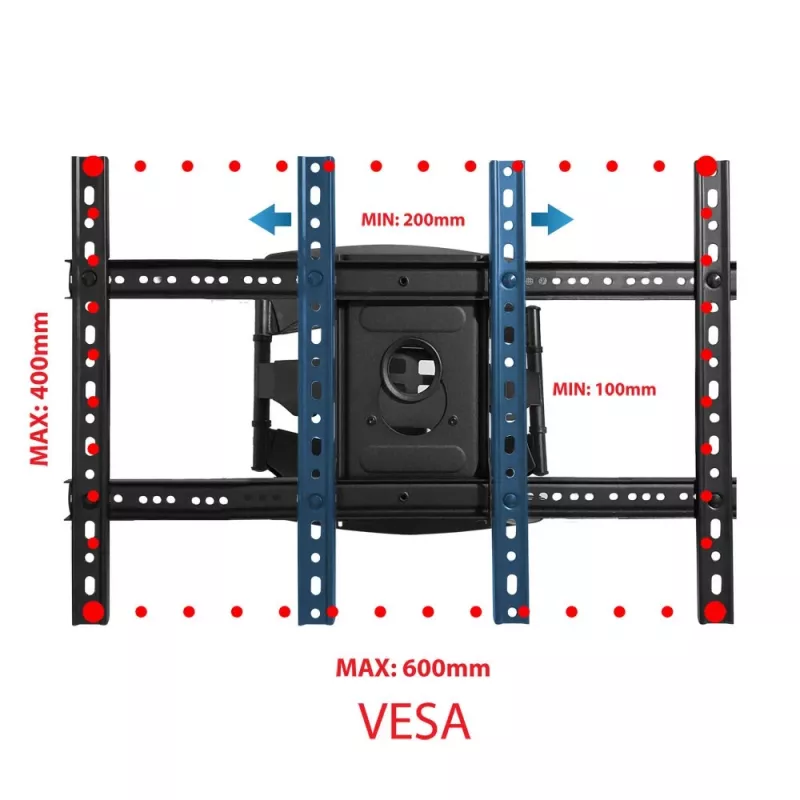 Suporte de parede ESPERANZA ERW021 para televisores de ecrã plano 40–85 polegadas, metal, inclinável, distância 6–50 cm, capacidade de carga 68 kg, VESA 200x100–600x500 mm