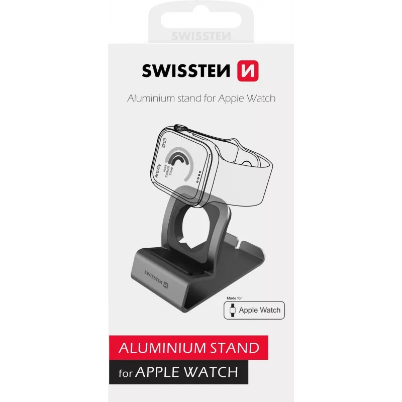 Suporte de alumínio SWISSTEN 25005200 para Apple Watch Series 1–6, cinzento