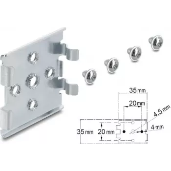 Clipe para calha DIN com 5 furos de fixação, montagem horizontal e vertical, DELOCK 67394